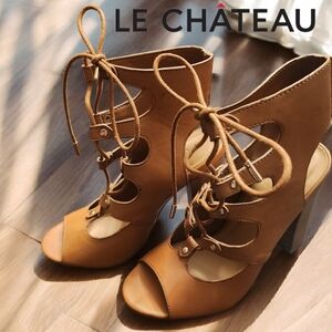 Le Chateau Brown Lace-Up Heels